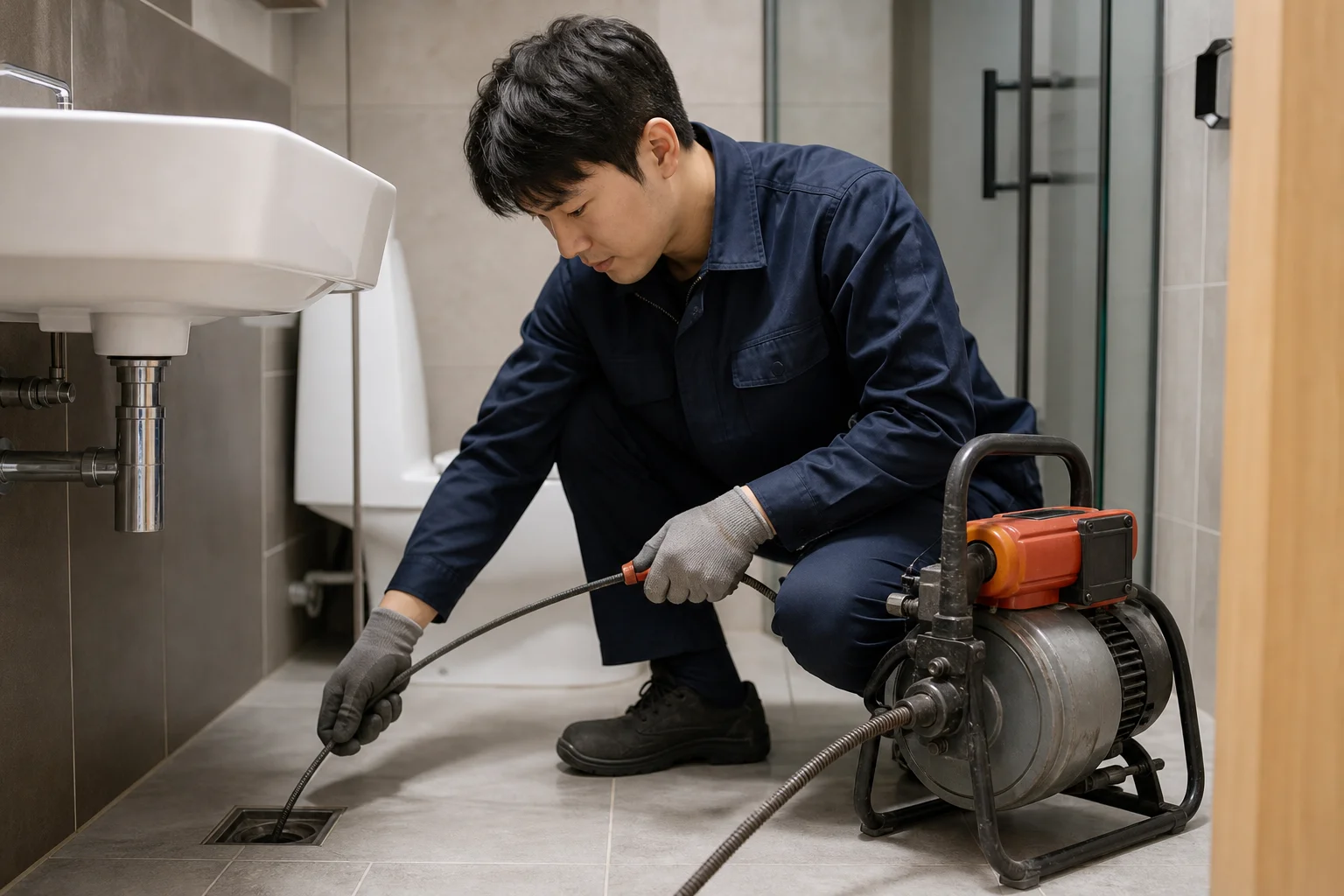 하수구 막힘 전문 기술자 현장 작업